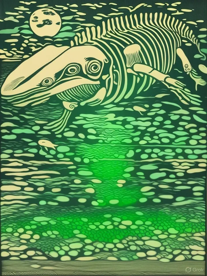 Skeletal whale yokai