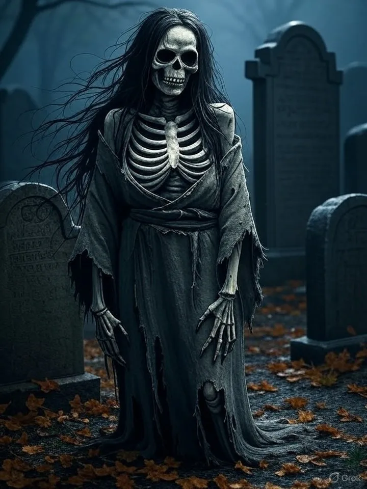 Skeleton yokai woman