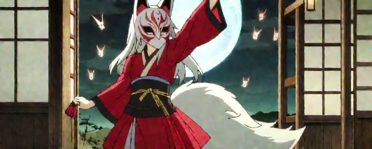 Illustrated folktale banner for Hyakki Yakō